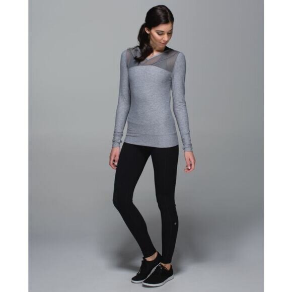 LULULEMON Just Breathe Long Sleeve Size 10 Heathered Slate - Picture 2 of 11